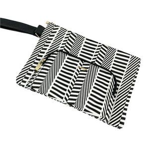 bebe Black and White Geometric Clutch